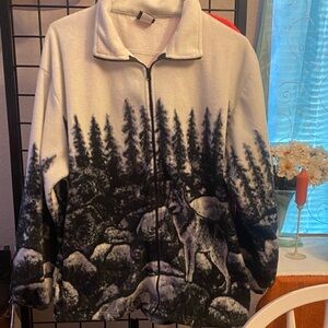 Mazmania Wolf Print Fleece Jacket
